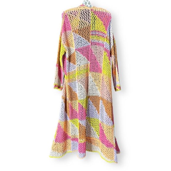 Free People Chasing Rainbows Crochet Knit Cardi Duster Kimono Jacket $428 XS/S - Picture 8 of 9